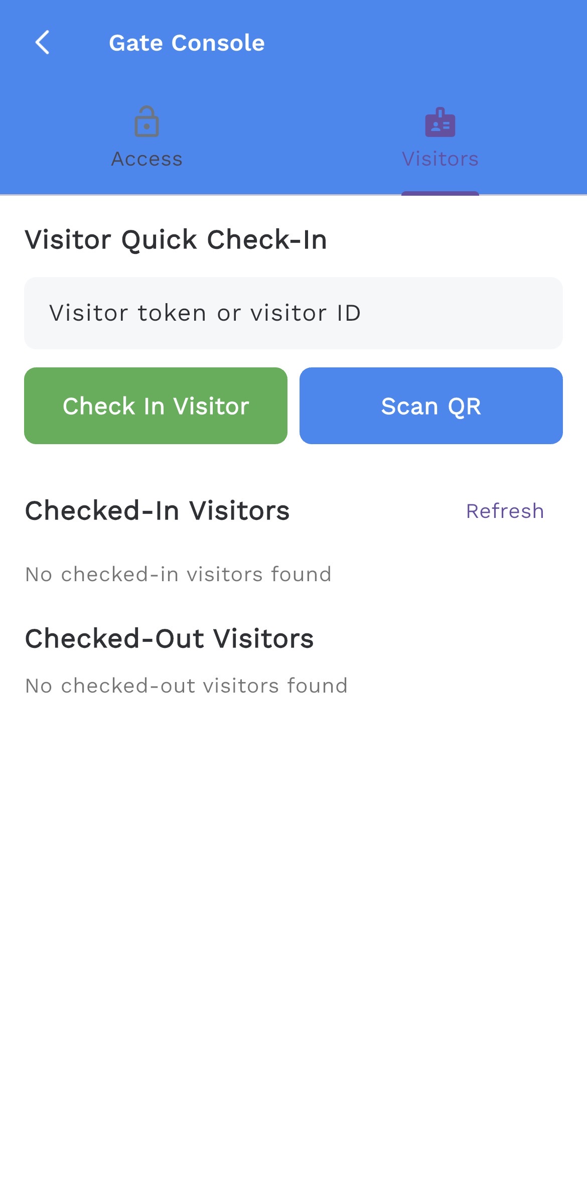 Security visitor verification screen in Facil