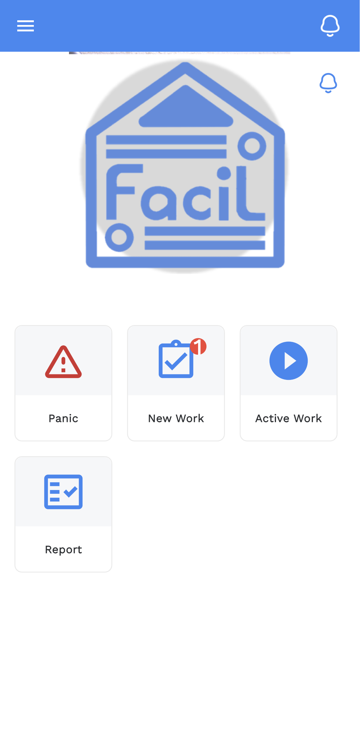 Technician work request screen in Facil