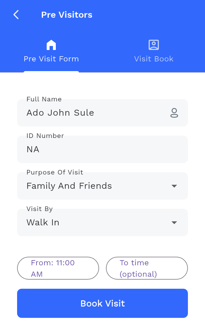 Visitor pre-authorisation in the Facil resident app